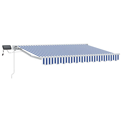 Manueller Markisenrahmen mit LEDs Blau und Weiß 3,5 x 2,5 m