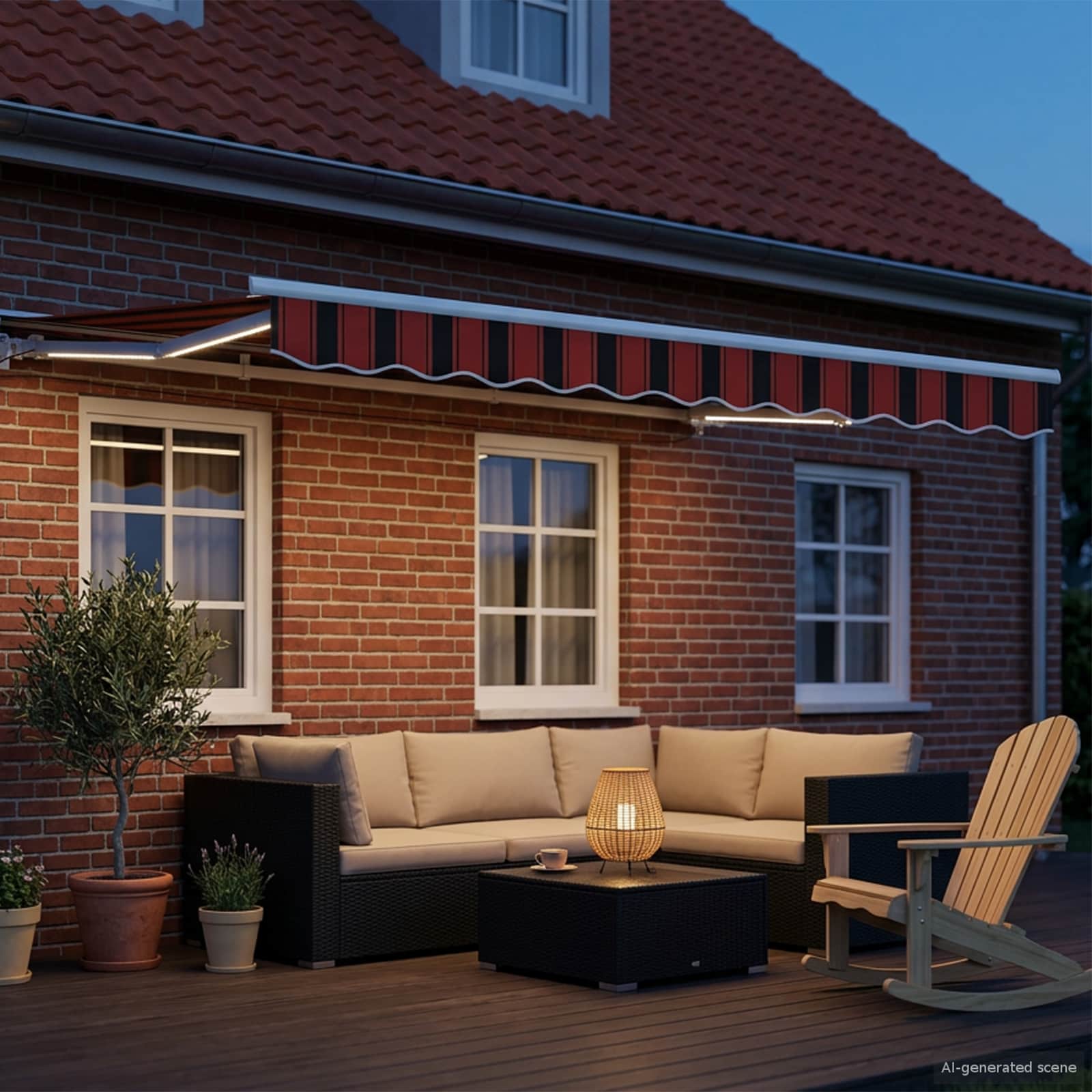 Manueller Markisenrahmen mit LEDs 3,5 x 2,5 m