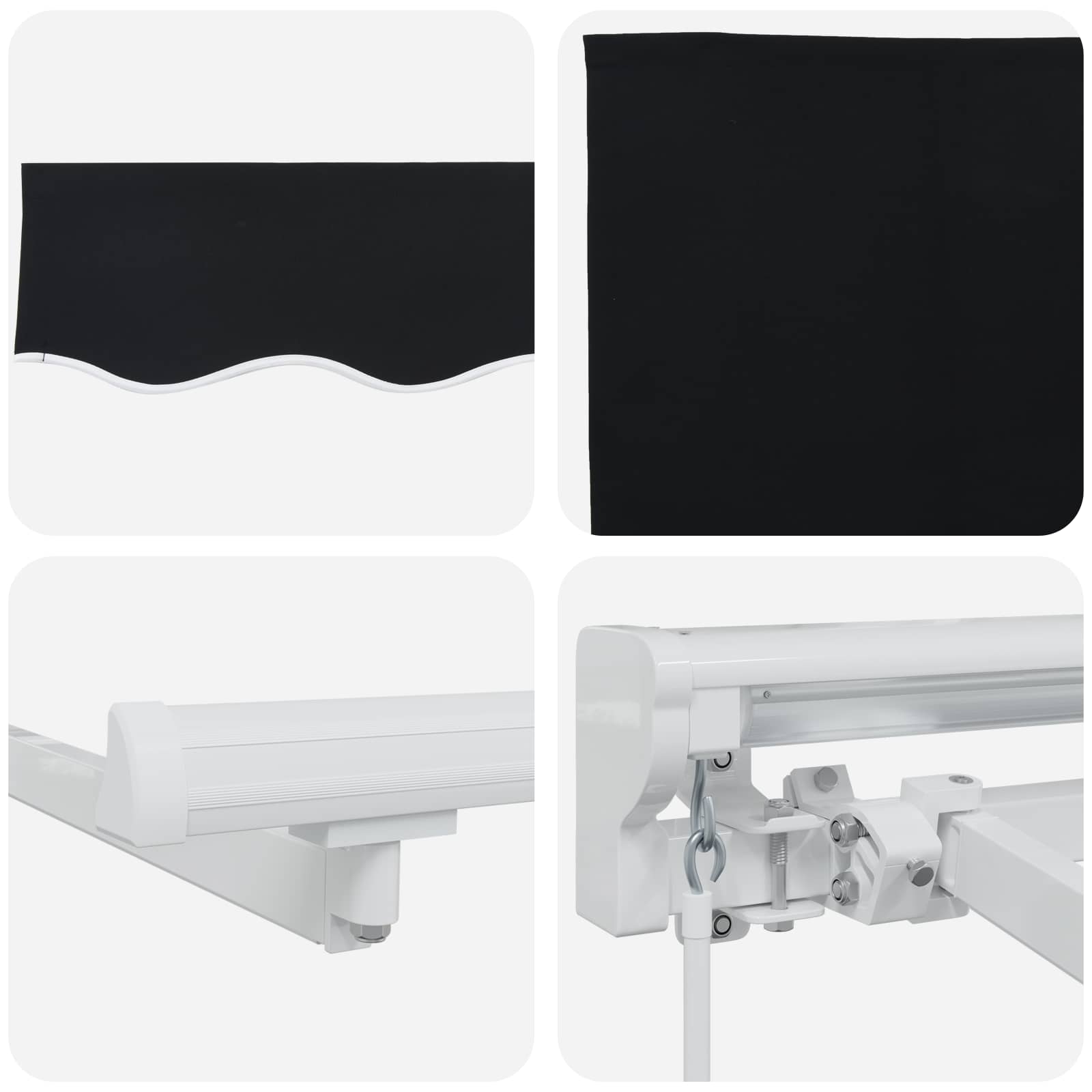 Manueller Markisenrahmen mit LEDs Schwarz und Weiß 3,5 x 2,5 m