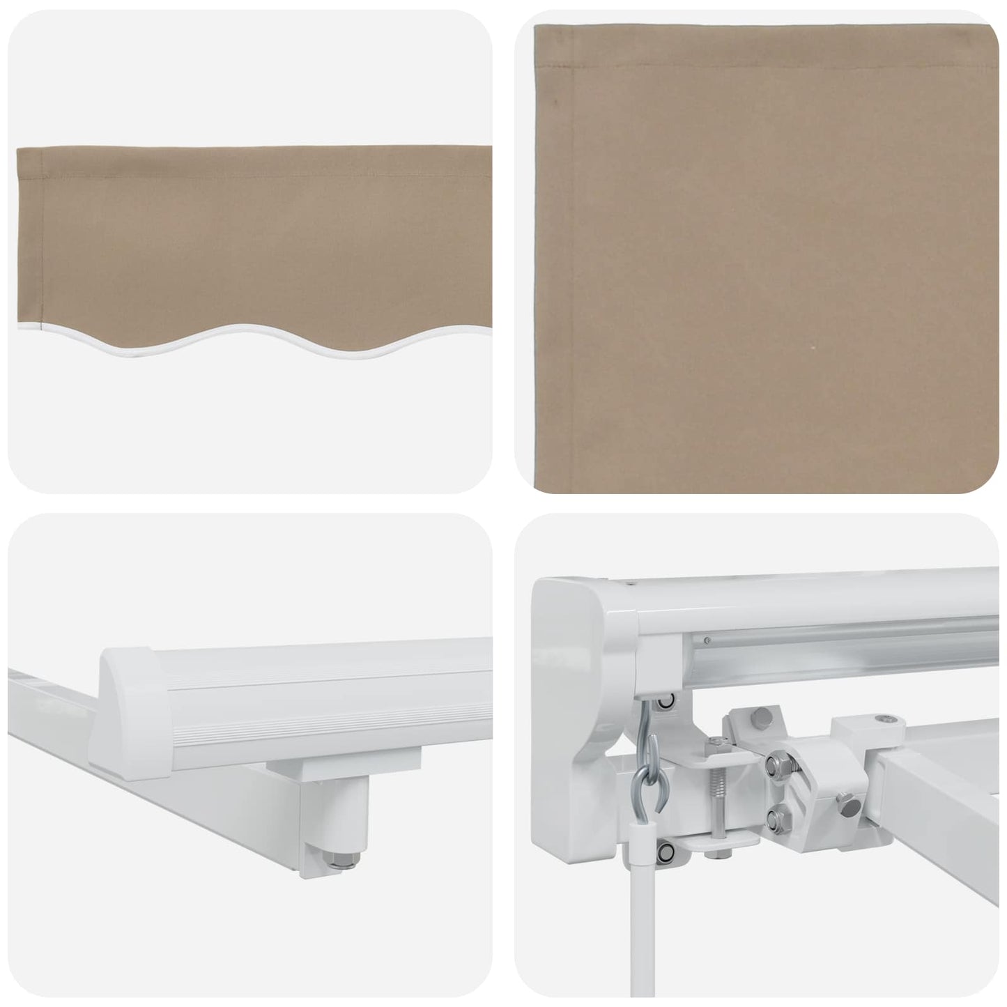 Manueller Markisenrahmen mit LEDs Beige und Weiß 4 x 3 m