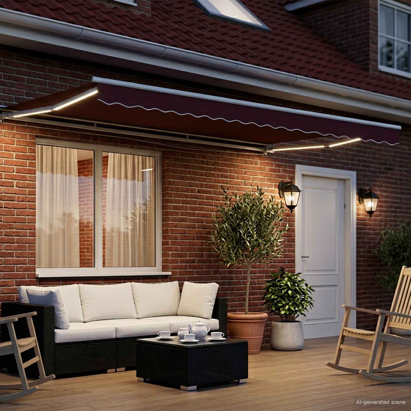 Manueller Markisenrahmen mit LEDs 4 × 3,5 m