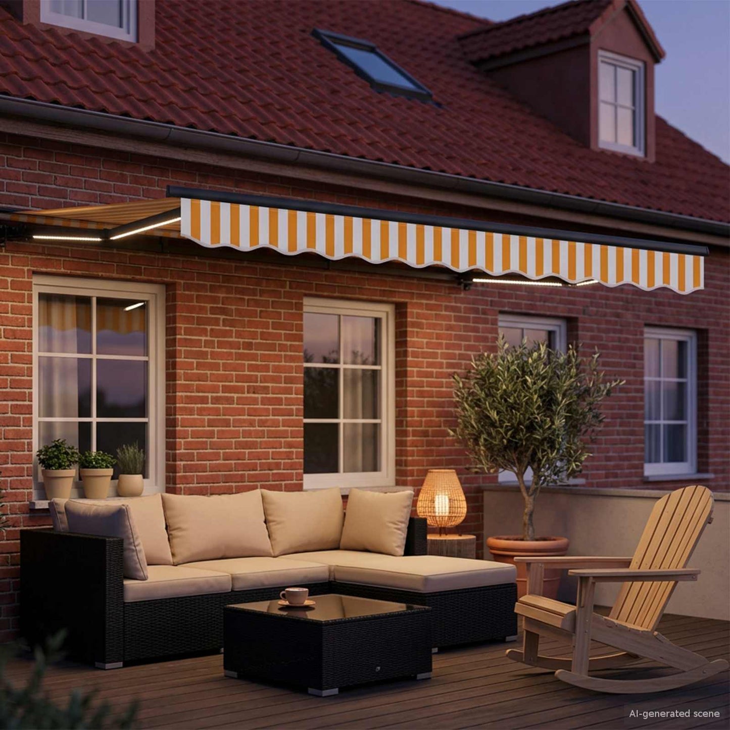 Manueller Markisenrahmen mit LEDs 3 x 2,5 m