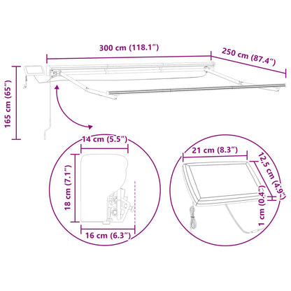 Manueller Markisenrahmen mit LEDs 3 x 2,5 m