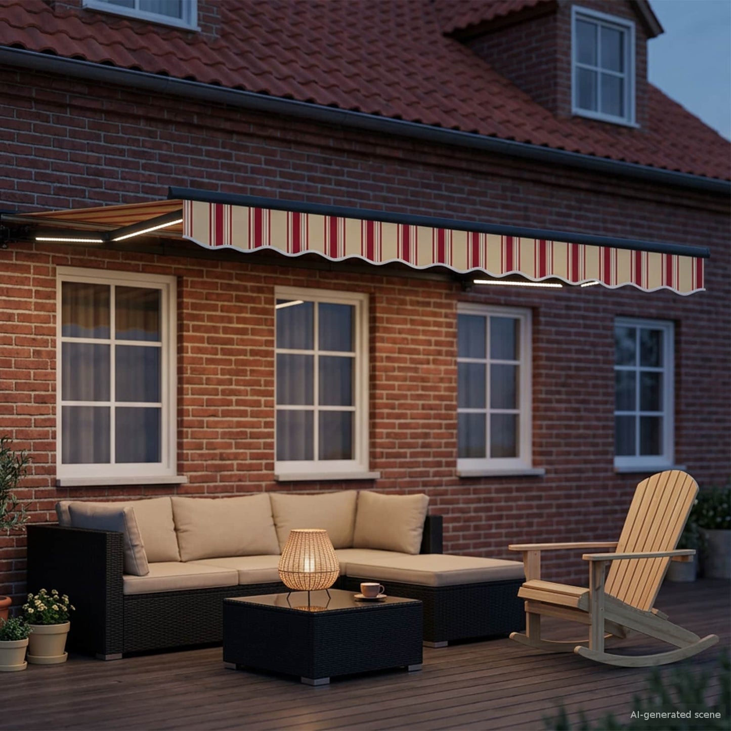 Manueller Markisenrahmen mit LEDs 3 x 2,5 m
