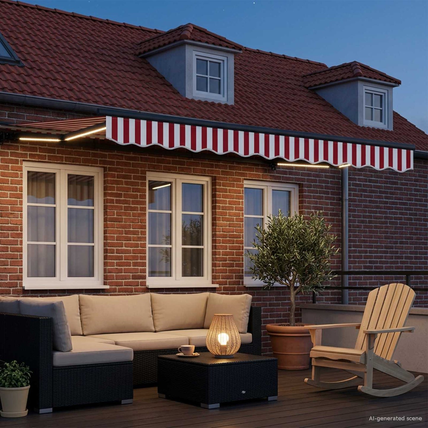 Manueller Markisenrahmen mit LEDs 3 x 2,5 m