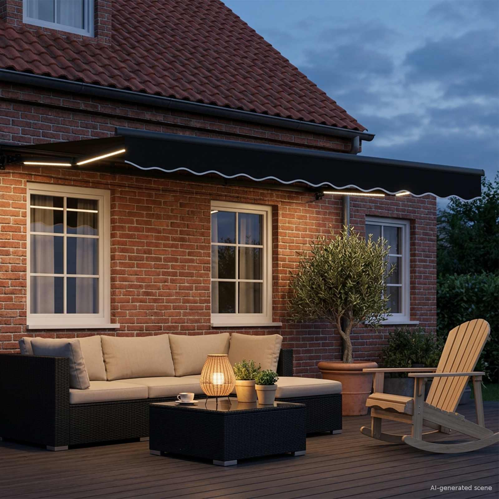Manueller Markisenrahmen mit LEDs 3 x 2,5 m