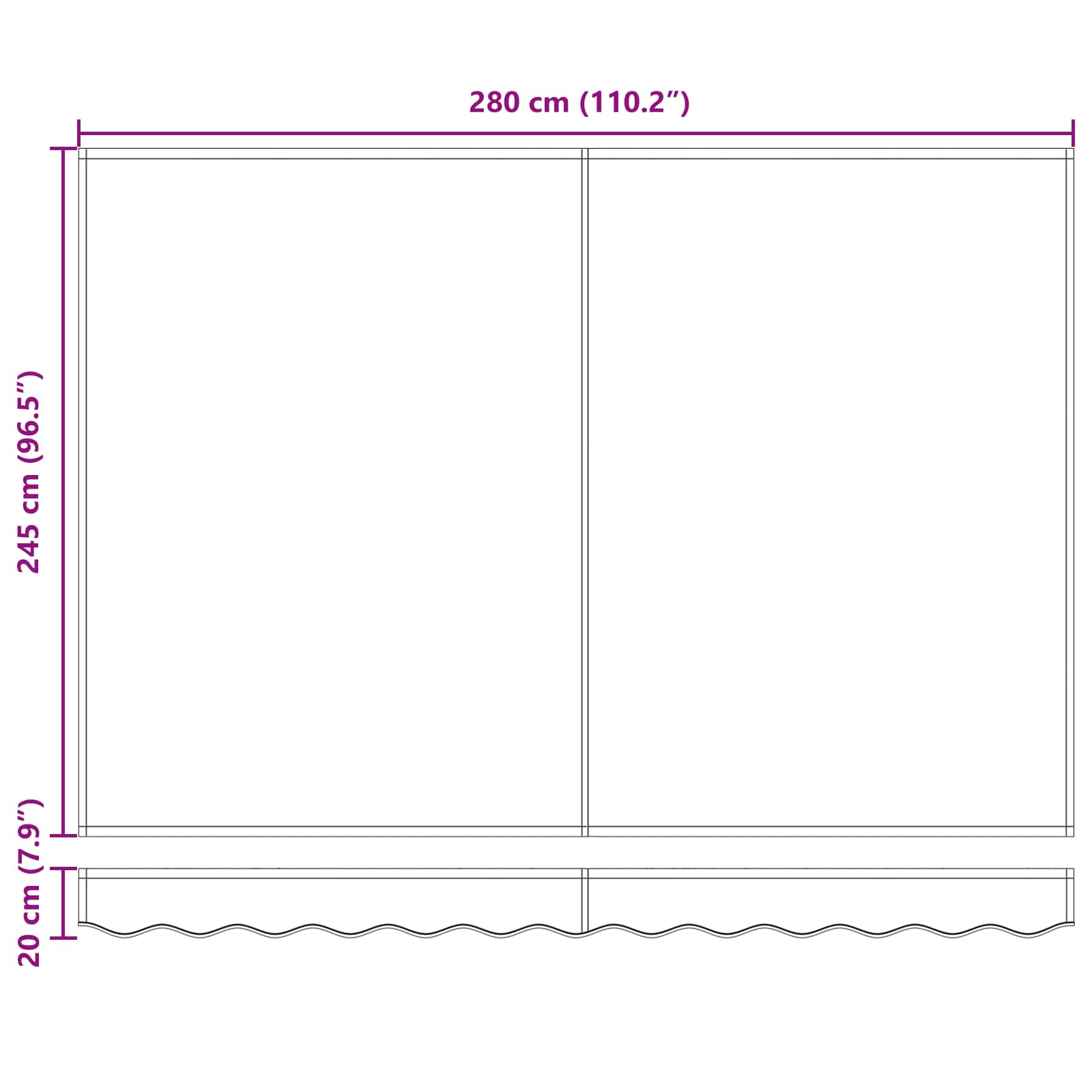 Manueller Markisenrahmen mit LEDs Weiß und Anthrazit 3 x 2,5 m
