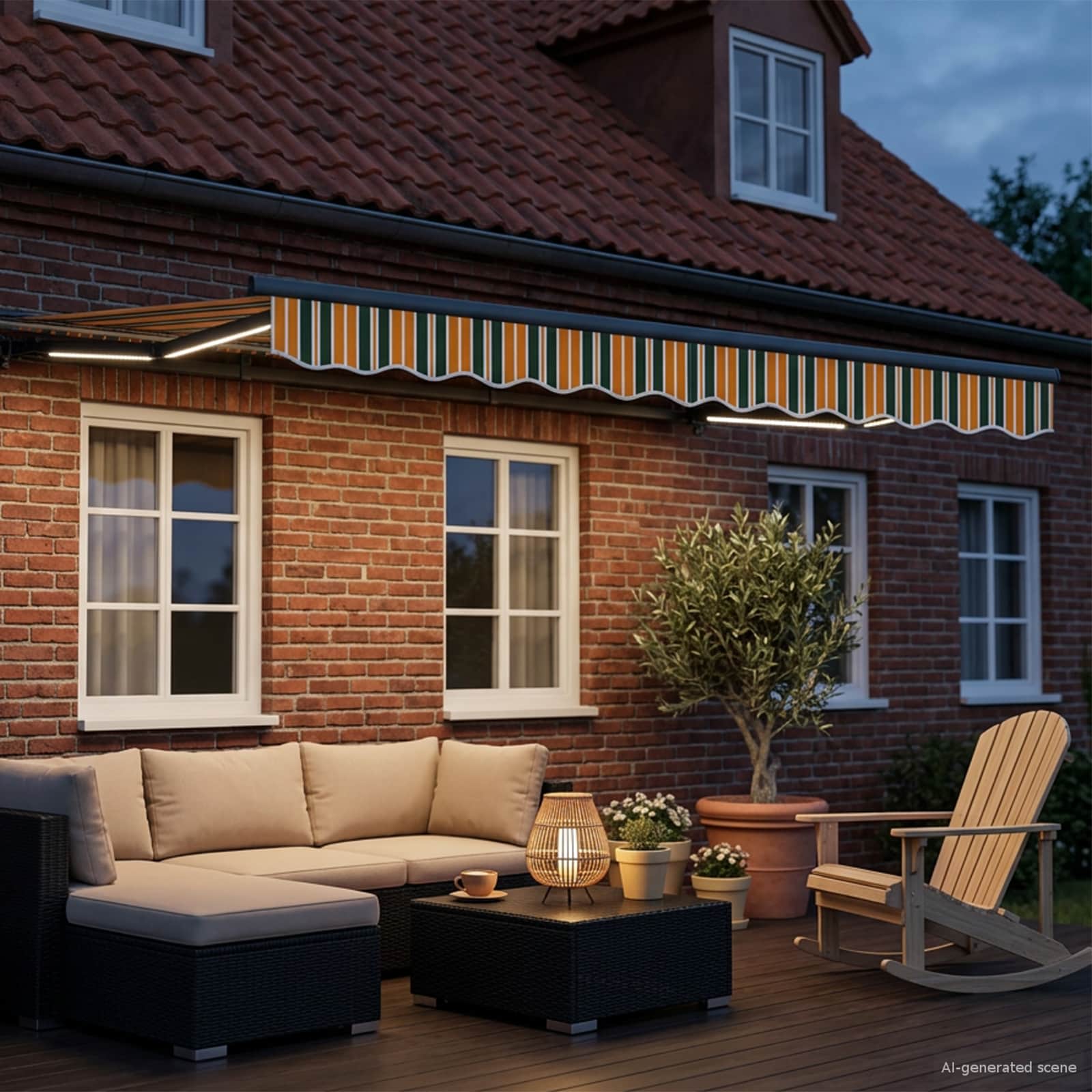 Manueller Markisenrahmen mit LEDs 3 x 2,5 m