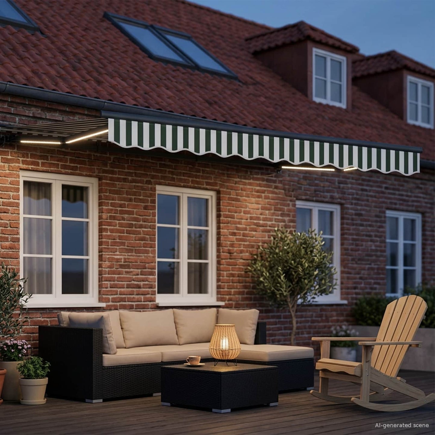 Manueller Markisenrahmen mit LEDs 3 x 2,5 m