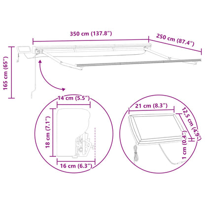 Manueller Markisenrahmen mit LEDs 3,5 x 2,5 m