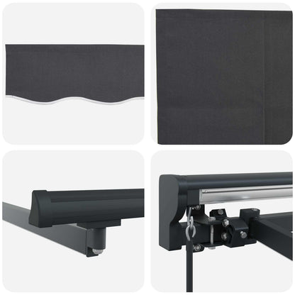Manueller Markisenrahmen mit LEDs Anthrazit 3,5 x 2,5 m
