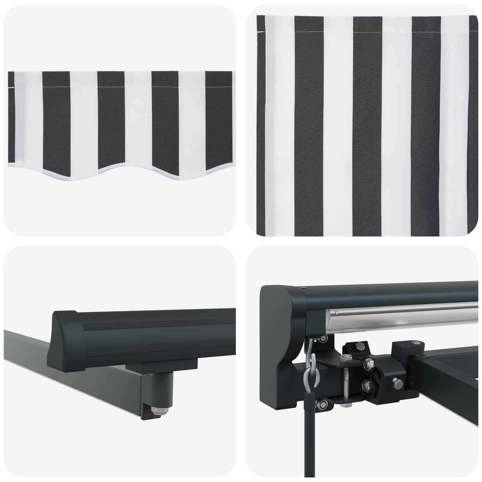 Anthrazit und Weiß 3,5 x 2,5 m Polyester mit PU-Beschichtung