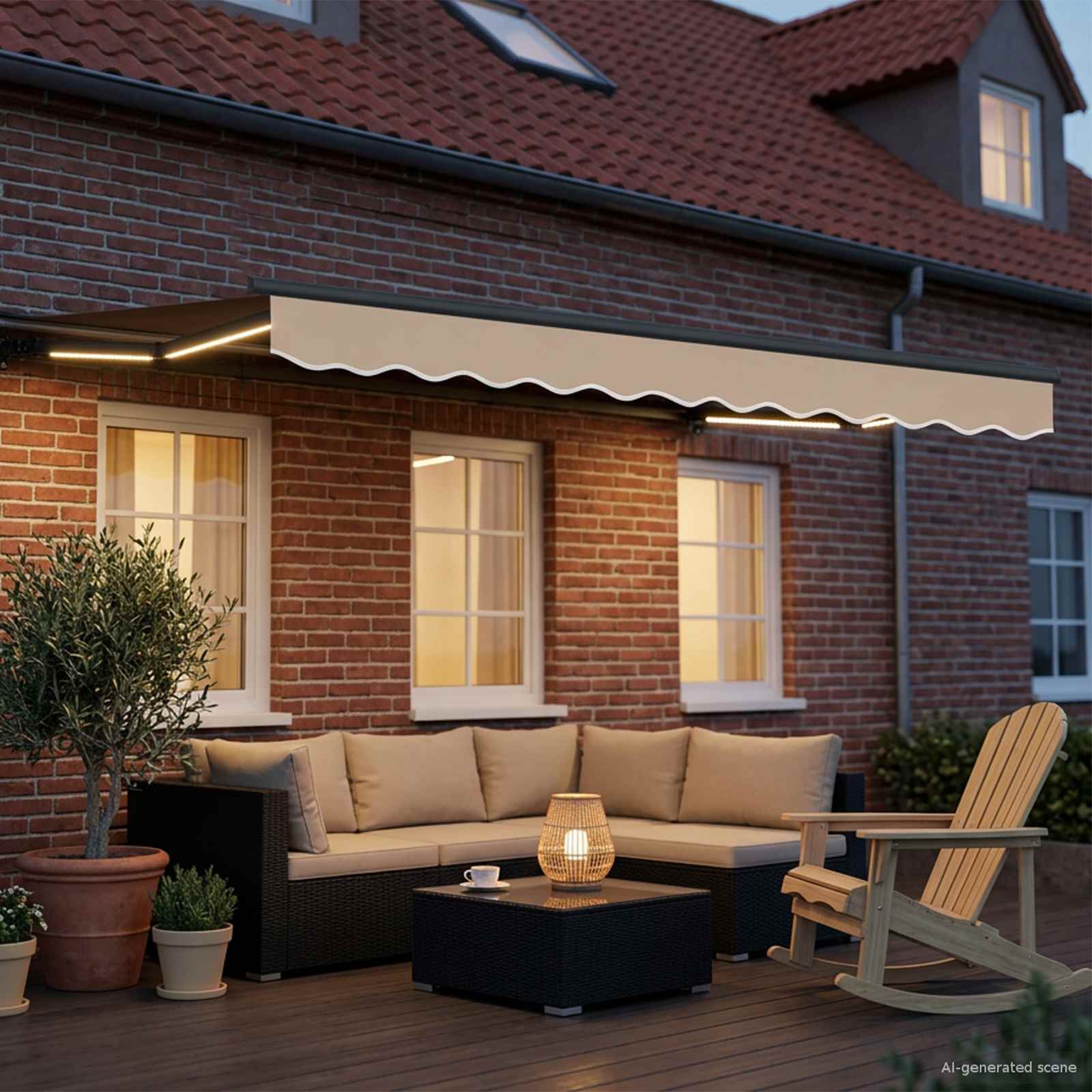 Beige und Anthrazit 3,5 x 2,5 m Polyester mit PU-Beschichtung