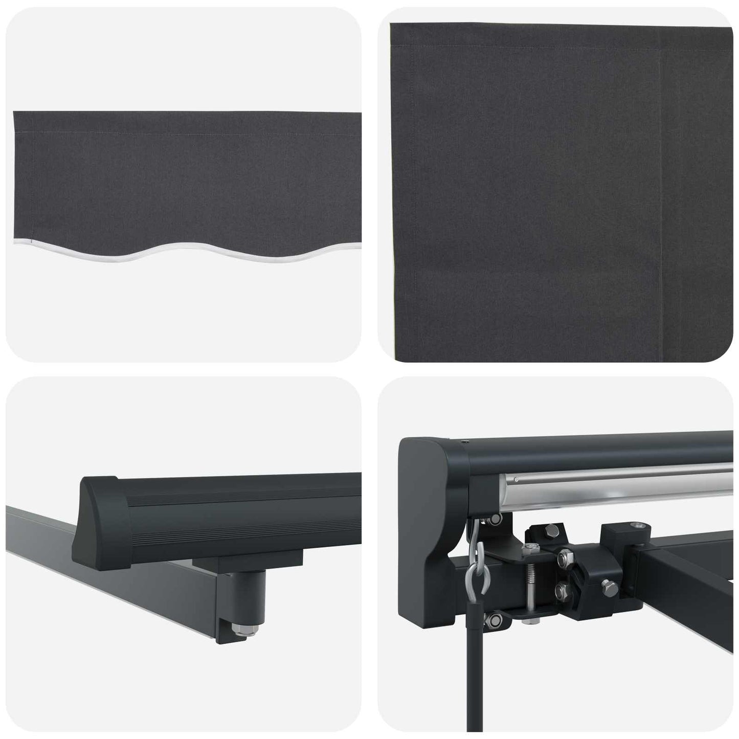 Manueller Markisenrahmen mit LEDs Anthrazit 4 x 3 m