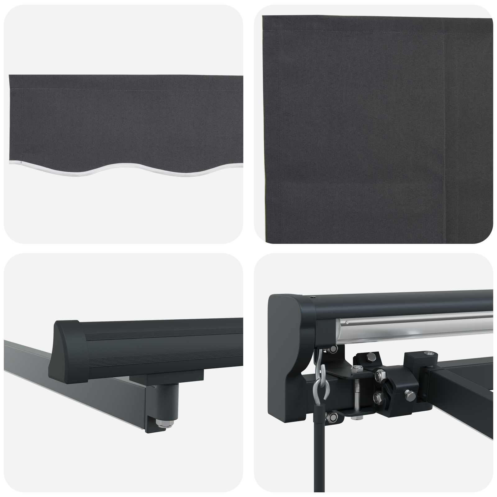 Manueller Markisenrahmen mit LEDs Anthrazit 4 x 3 m