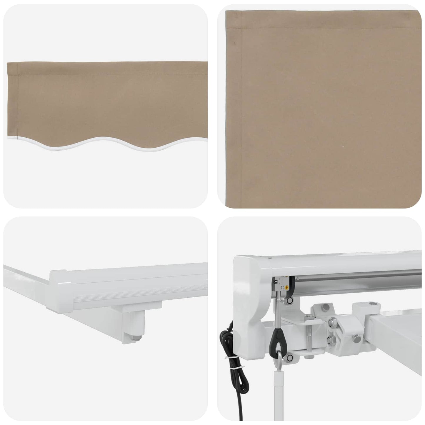 Elektrische ausziehbare Markise Beige und Weiß 3 x 2 m