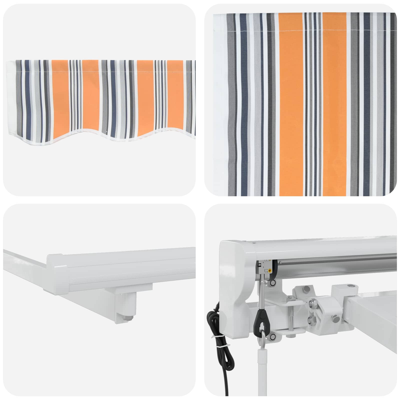Elektrische ausziehbare Markise Blau, Orange, Weiß 5 x 3 m