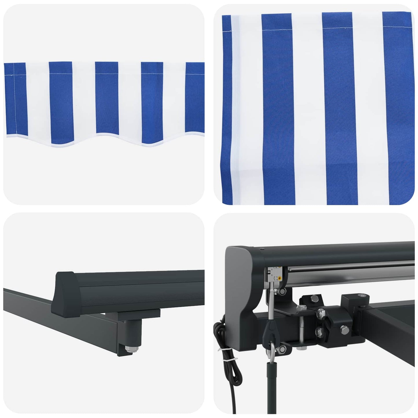 Elektrische ausziehbare Markise Blau, Weiß, Anthrazit 2,5 x 2 m