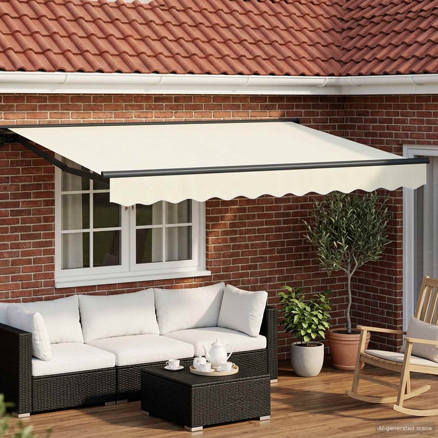 Elektrische ausziehbare Markise Creme und Anthrazit 3,5 x 2 m