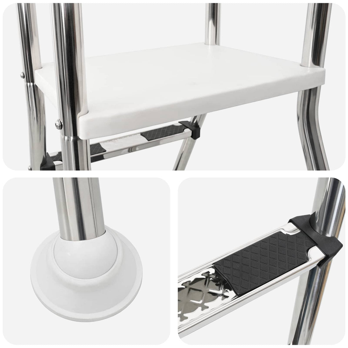 Leiter für Aufstellpools 100 cm 3-Step Edelstahl 304 Silber