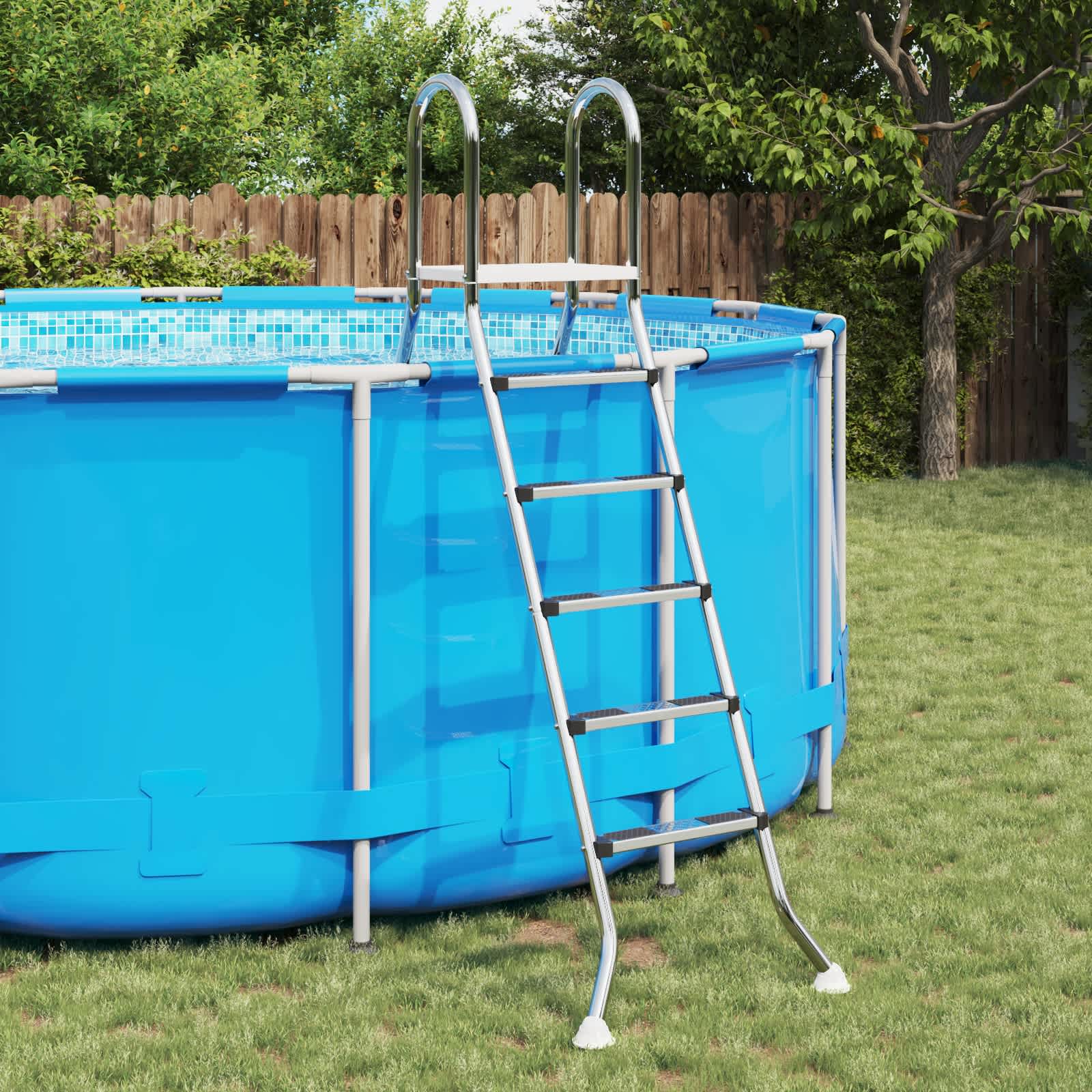 Leiter für Aufstellpools 224 x 175 cm 5-stufig Edelstahl 304