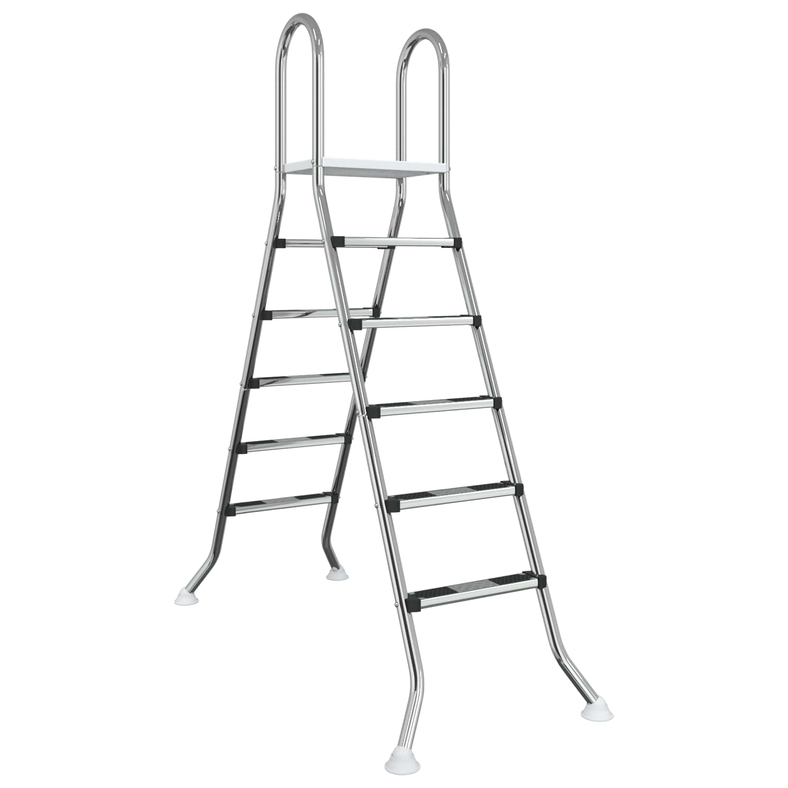 Leiter für Aufstellpools 224 x 175 cm 5-stufig Edelstahl 304