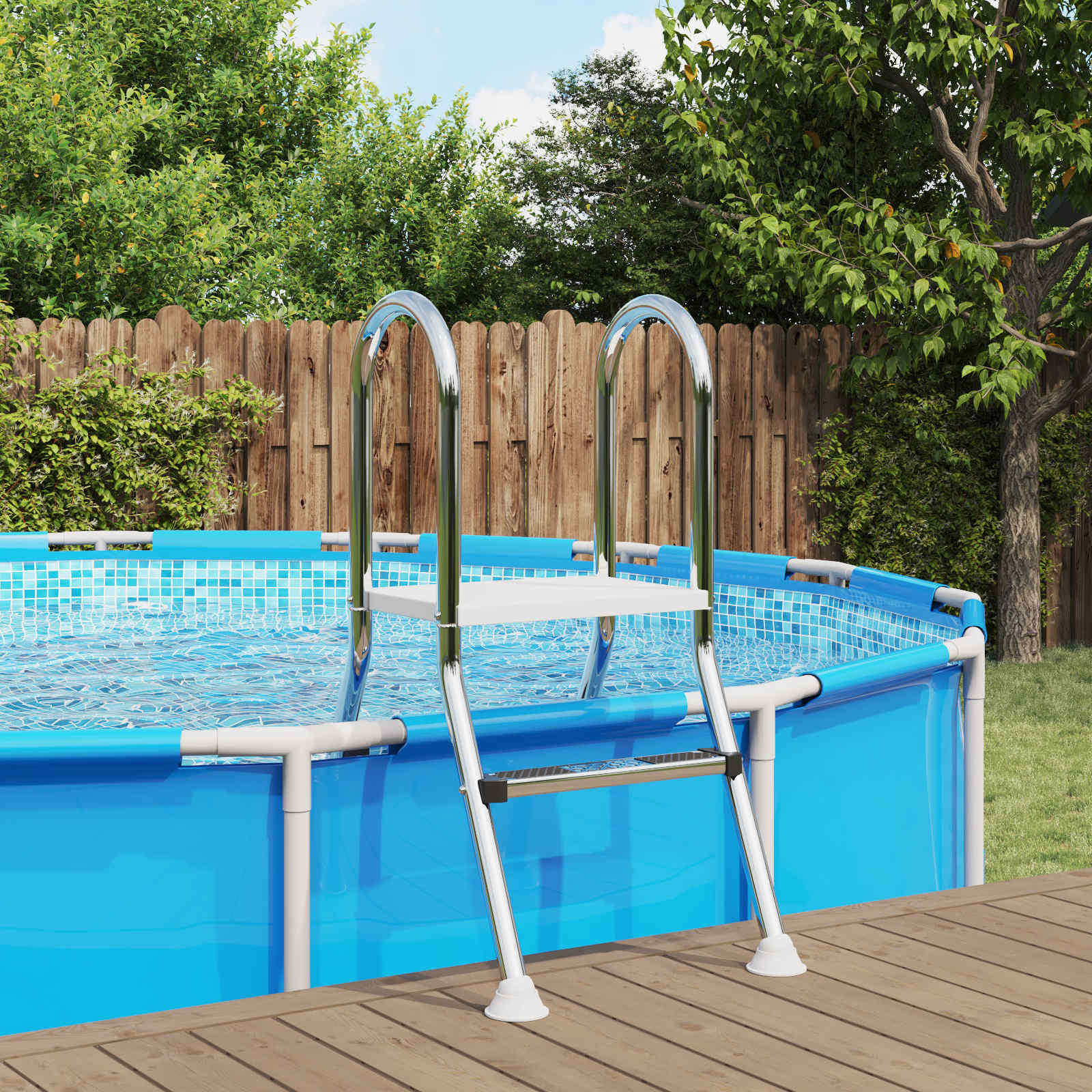 Poolleiter für teileingelassene Pools 222 x 128 cm 5-stufig