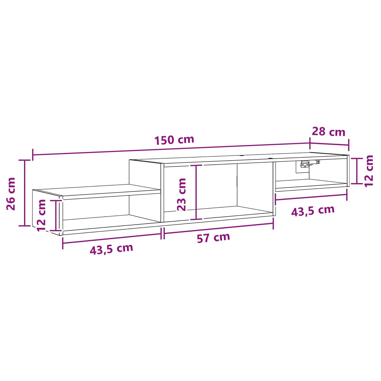 Wandmontierter TV-Schrank Wandhalterung Weiß 150 x 28 x 26 cm