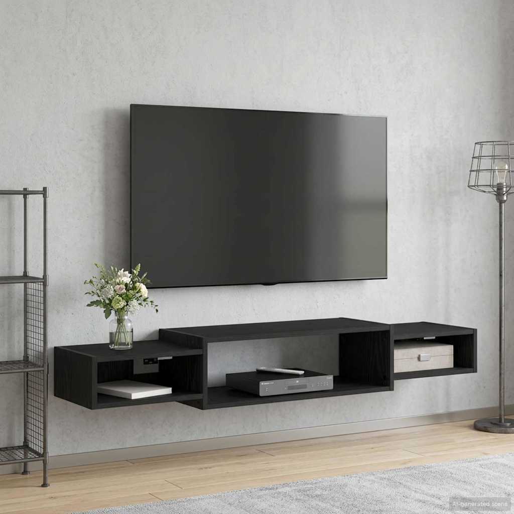 Wandmontierter TV-Schrank Wandhalterung Schwarze Eiche