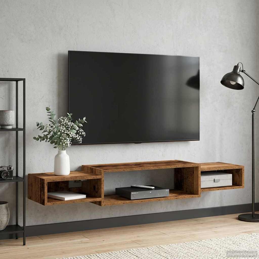 Wandmontierter TV-Schrank Wandhalterung Altholz