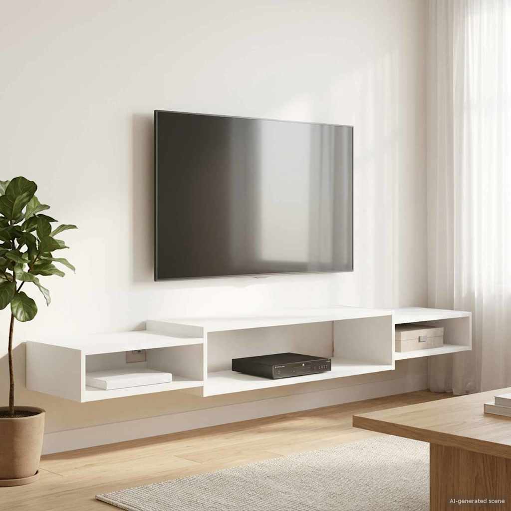 Wandmontierter TV-Schrank Wandhalterung Weiß 180 x 28 x 21 cm