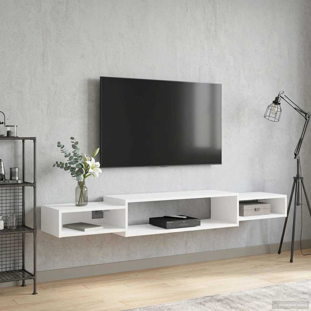 Wandmontierter TV-Schrank Wandhalterung Weiß 180 x 28 x 21 cm