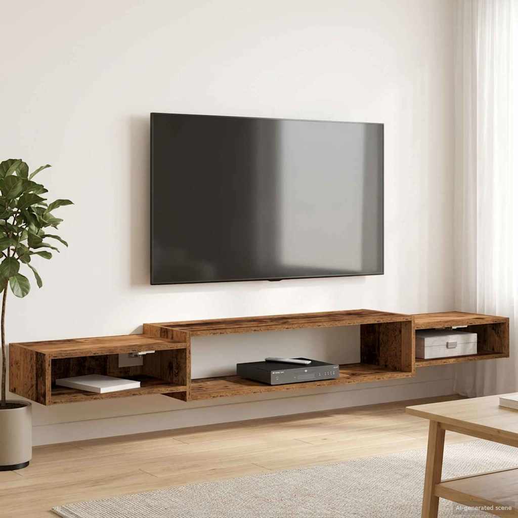Wandmontierter TV-Schrank Wandhalterung Altholz