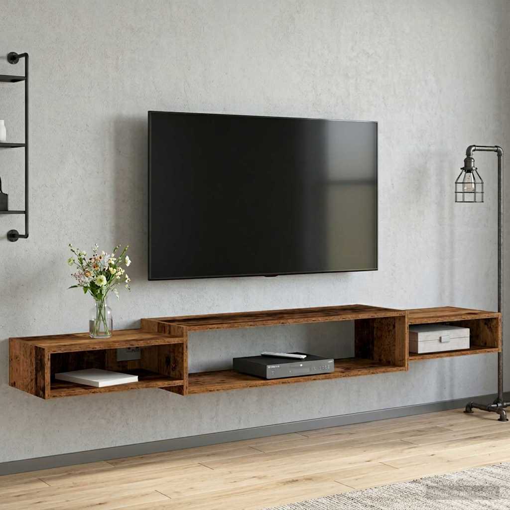 Wandmontierter TV-Schrank Wandhalterung Altholz
