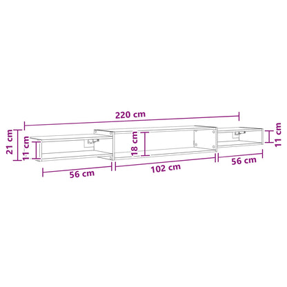 Wandmontierter TV-Schrank Wandhalterung Weiß 220 x 28 x 21 cm