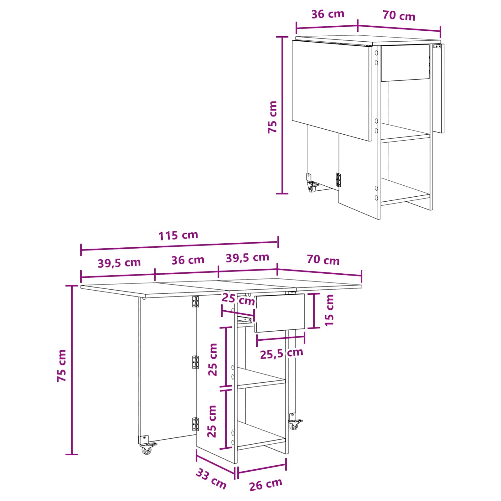 Esstisch 115 x 70 x 75 cm Holzwerkstoff Grau Sonoma
