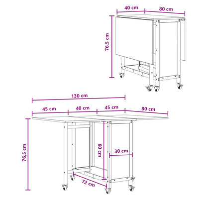 Faltbarer Esstisch mit Rollen 130 x 80 x 76,5 cm Holzwerkstoff