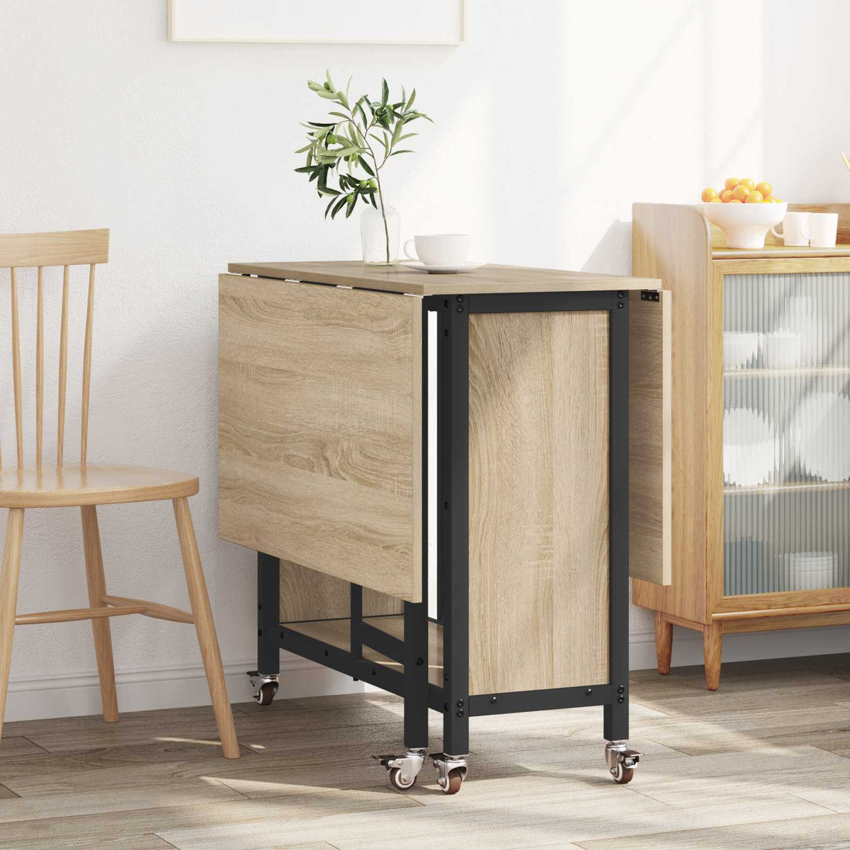 Faltbarer Esstisch mit Rollen 130 x 80 x 76,5 cm Stahl PB
