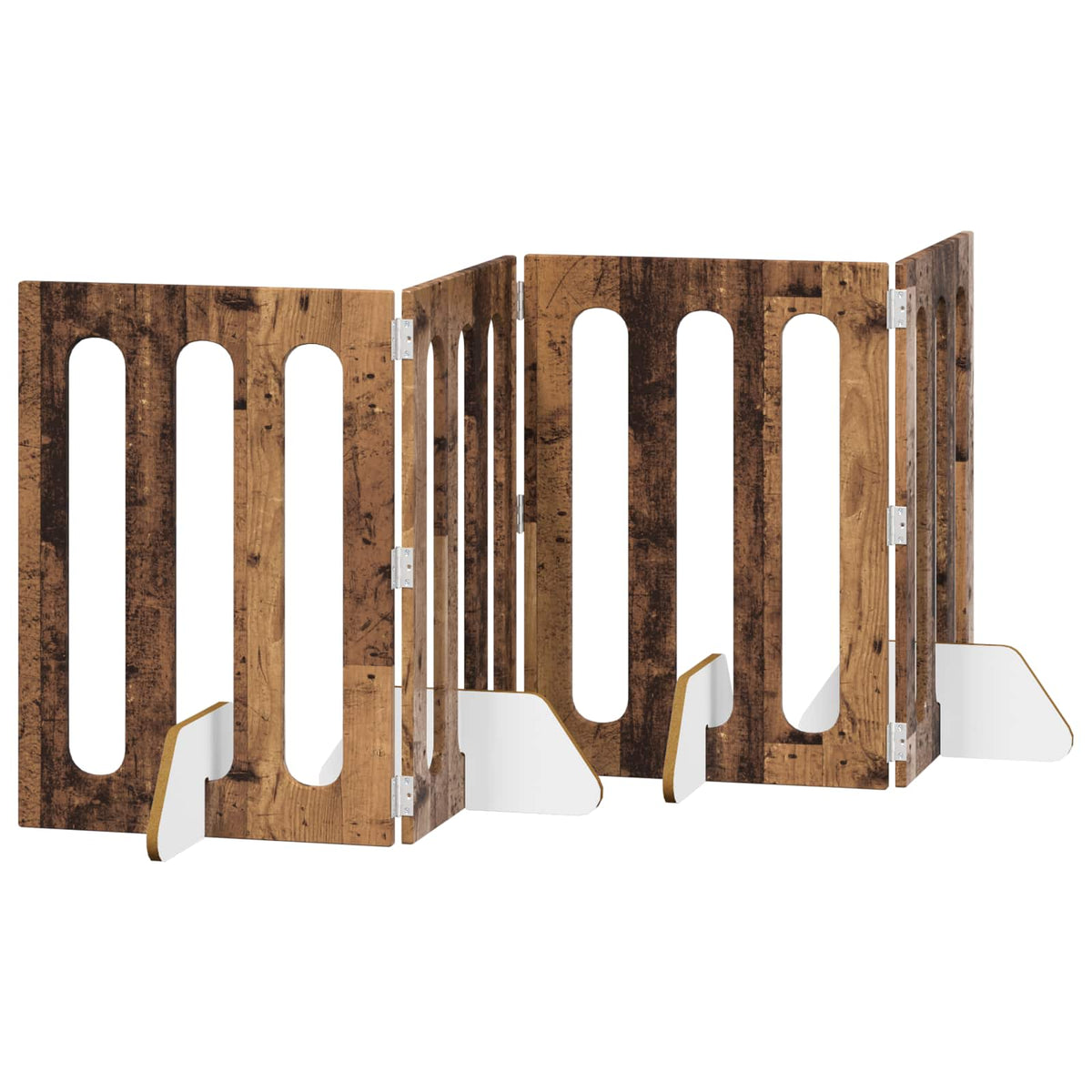 Faltbarer Haustierzaun 4 stk. Eichenholz 201 x 38 x 70 cm
