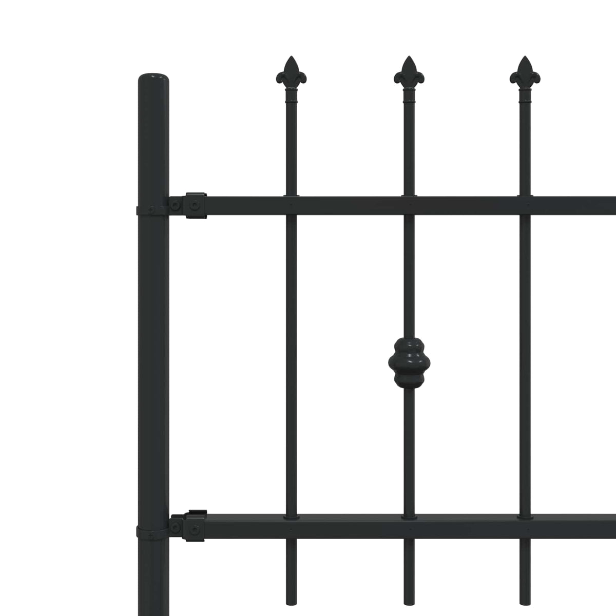 Spießzaun ASTEN 200 x 60 cm Pulverbeschichteter Stahl Schwarz