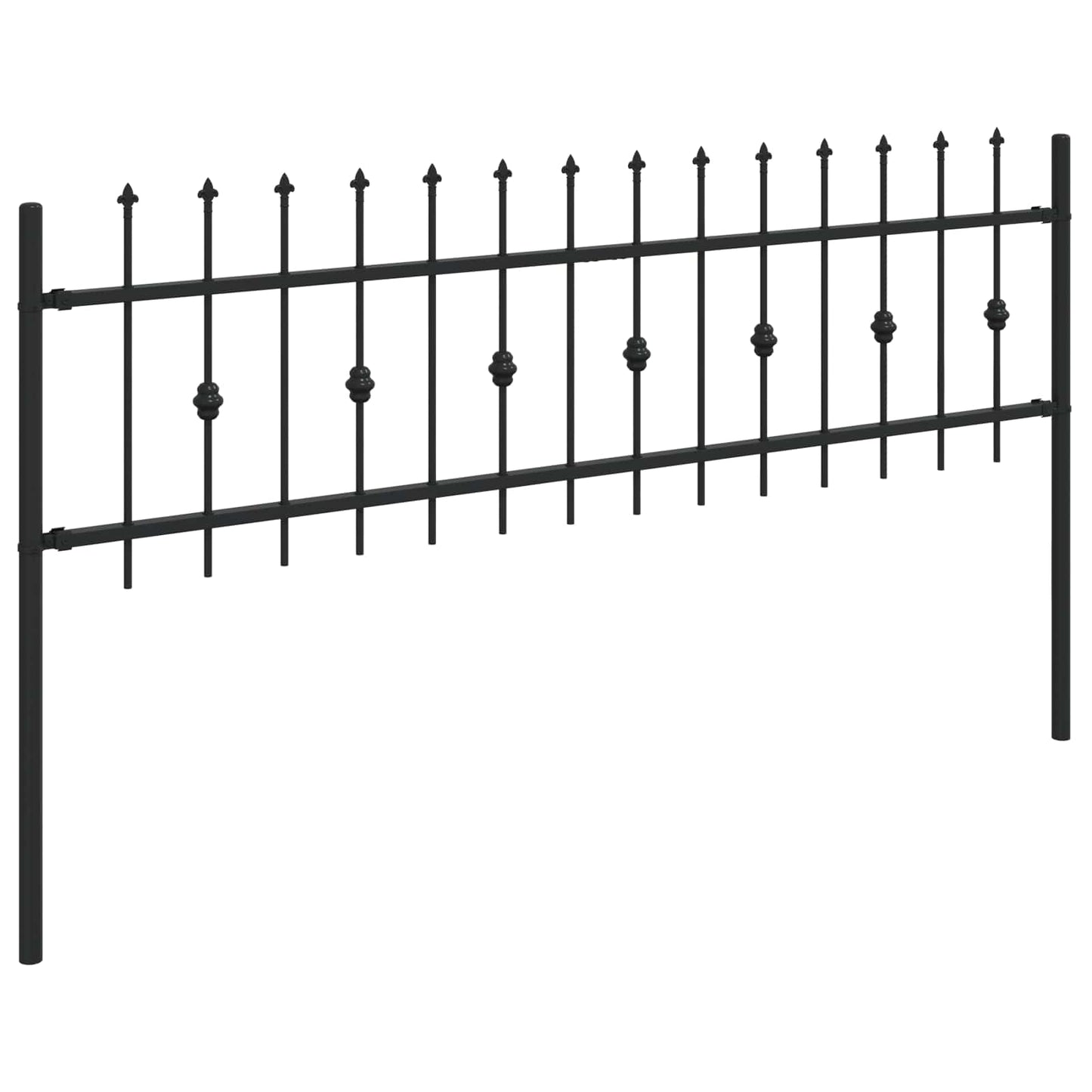 Spießzaun ASTEN 200 x 110 cm Pulverbeschichteter Stahl Schwarz