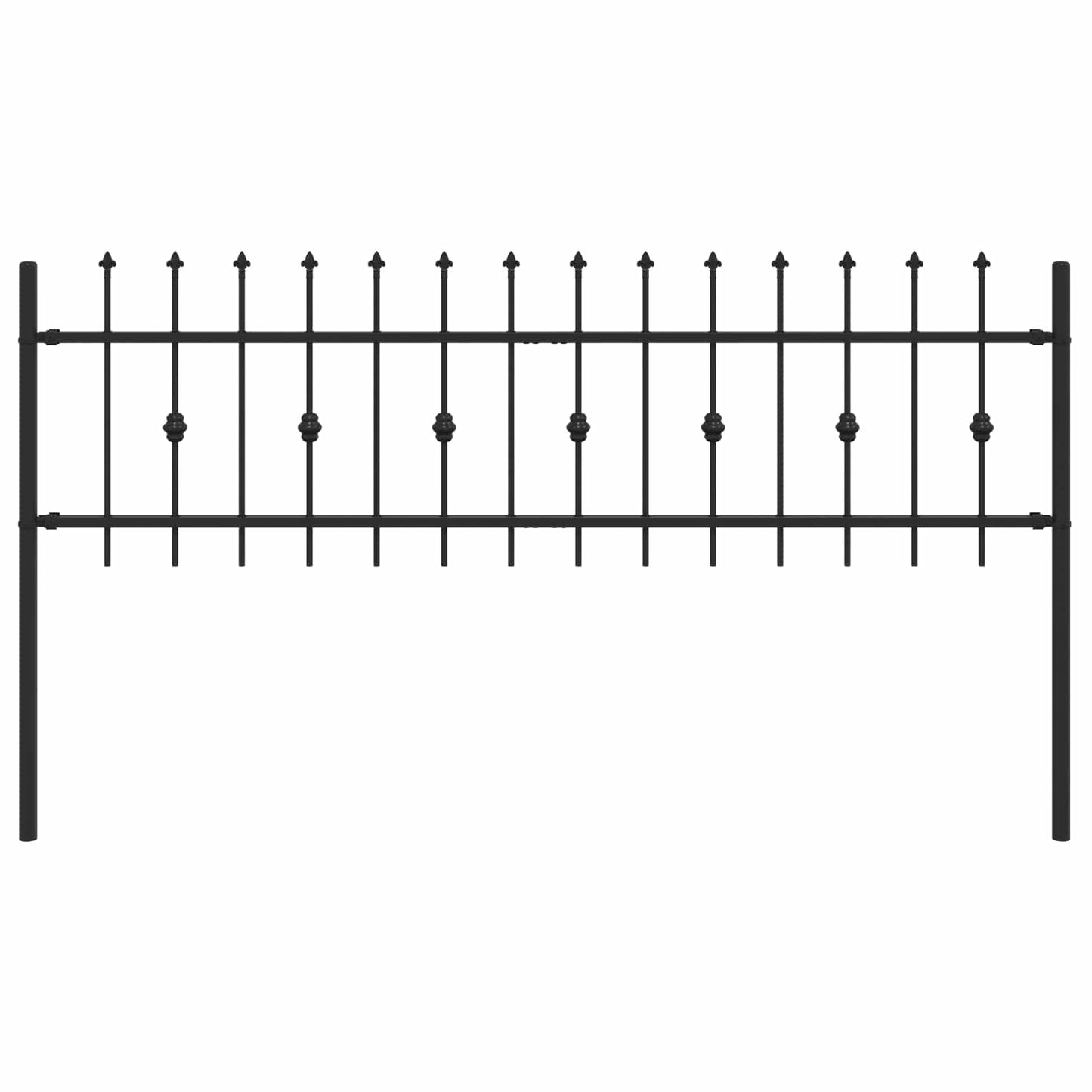 Spießzaun ASTEN 200 x 110 cm Pulverbeschichteter Stahl Schwarz