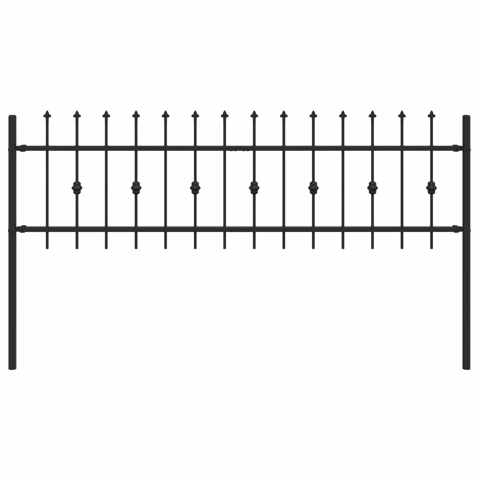 Spießzaun ASTEN 200 x 110 cm Pulverbeschichteter Stahl Schwarz