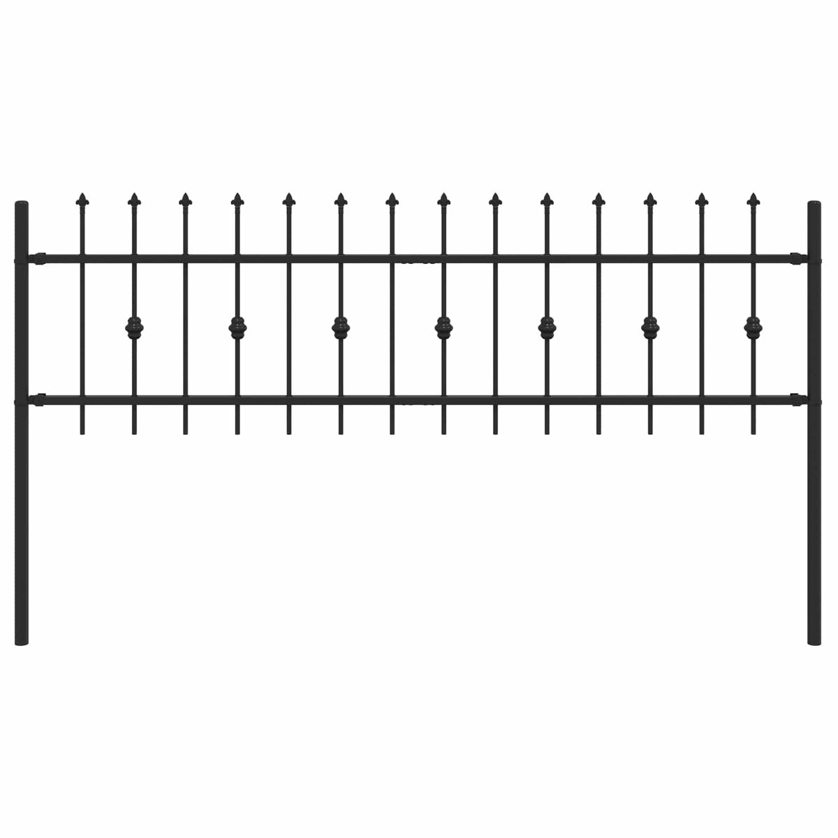 Spießzaun ASTEN 200 x 60 cm Pulverbeschichteter Stahl Schwarz