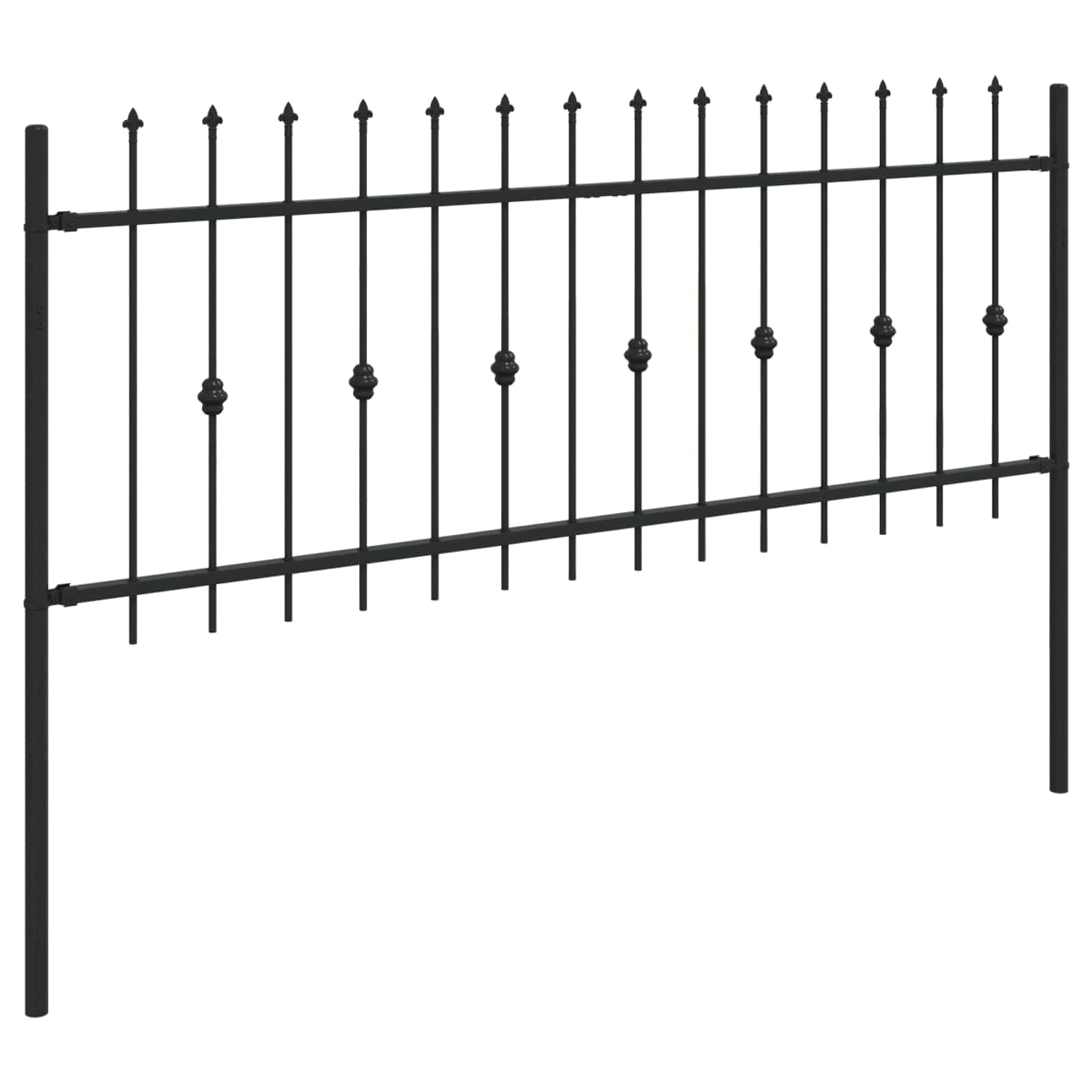 Spießzaun ASTEN 200 x 130 cm Pulverbeschichteter Stahl Schwarz