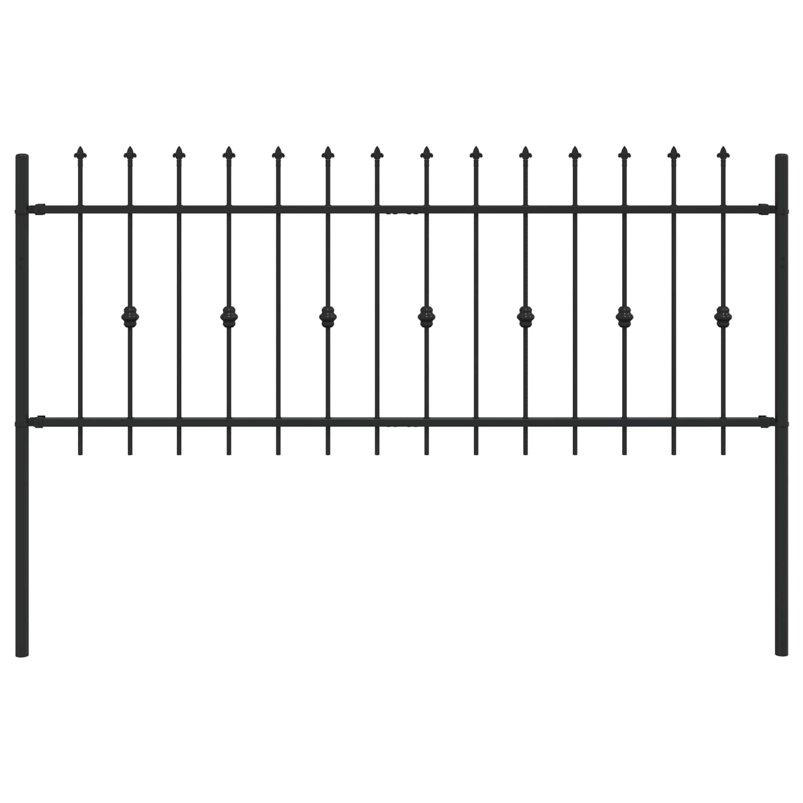Spießzaun ASTEN 200 x 130 cm Pulverbeschichteter Stahl Schwarz