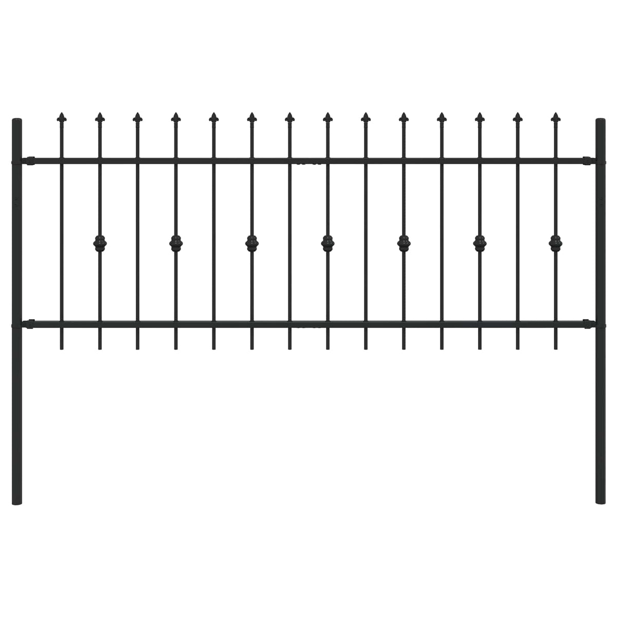 Spießzaun ASTEN 200 x 80 cm Pulverbeschichteter Stahl Schwarz