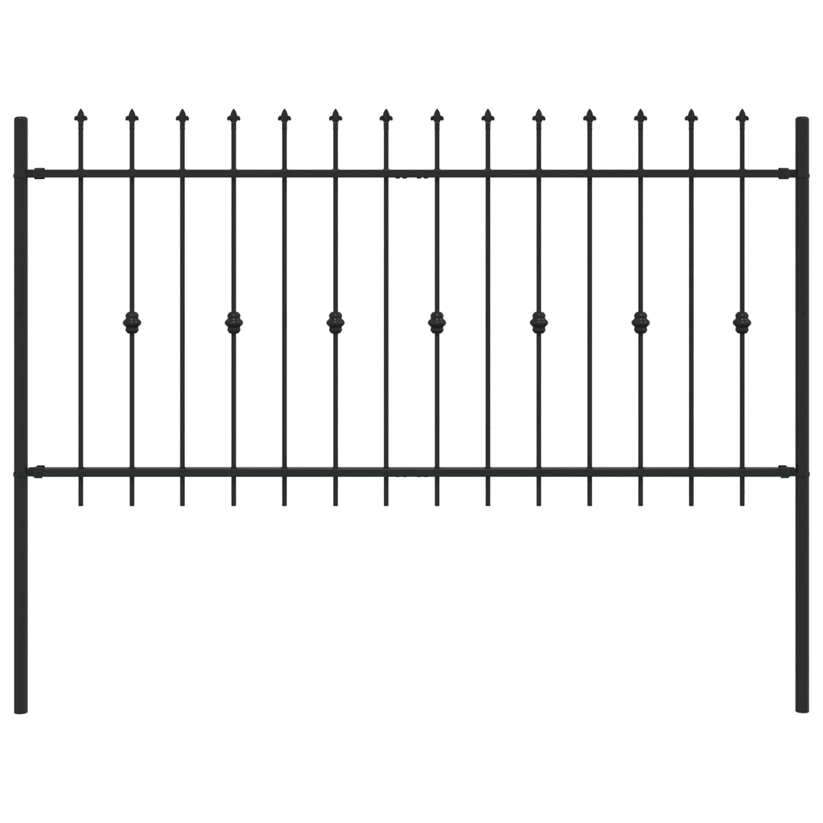 Spießzaun ASTEN 200 x 150 cm Pulverbeschichteter Stahl Schwarz