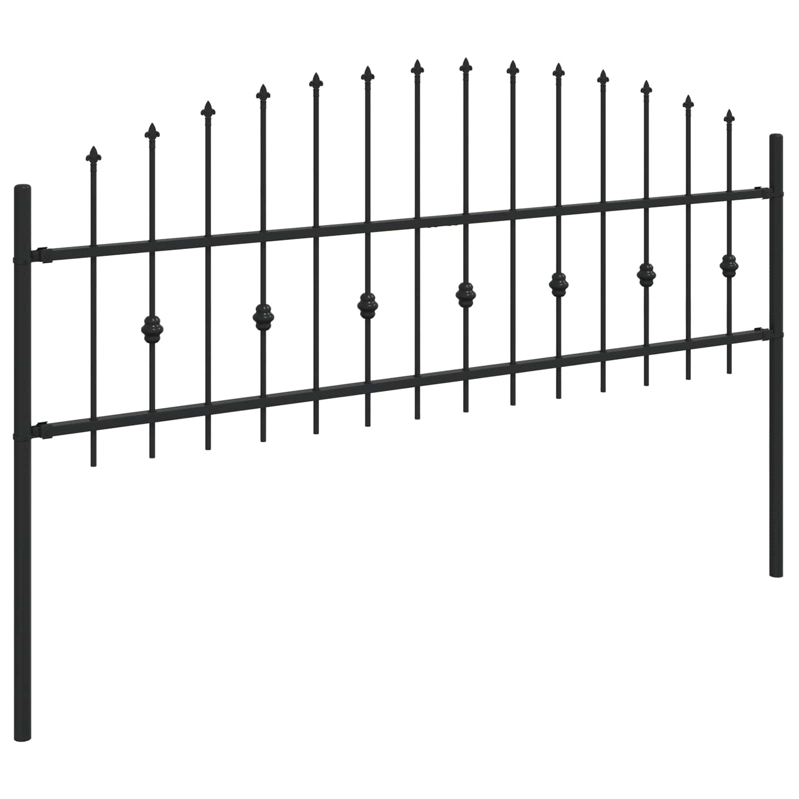 Spießzaun ASTEN 200 x 110 cm Pulverbeschichteter Stahl Schwarz