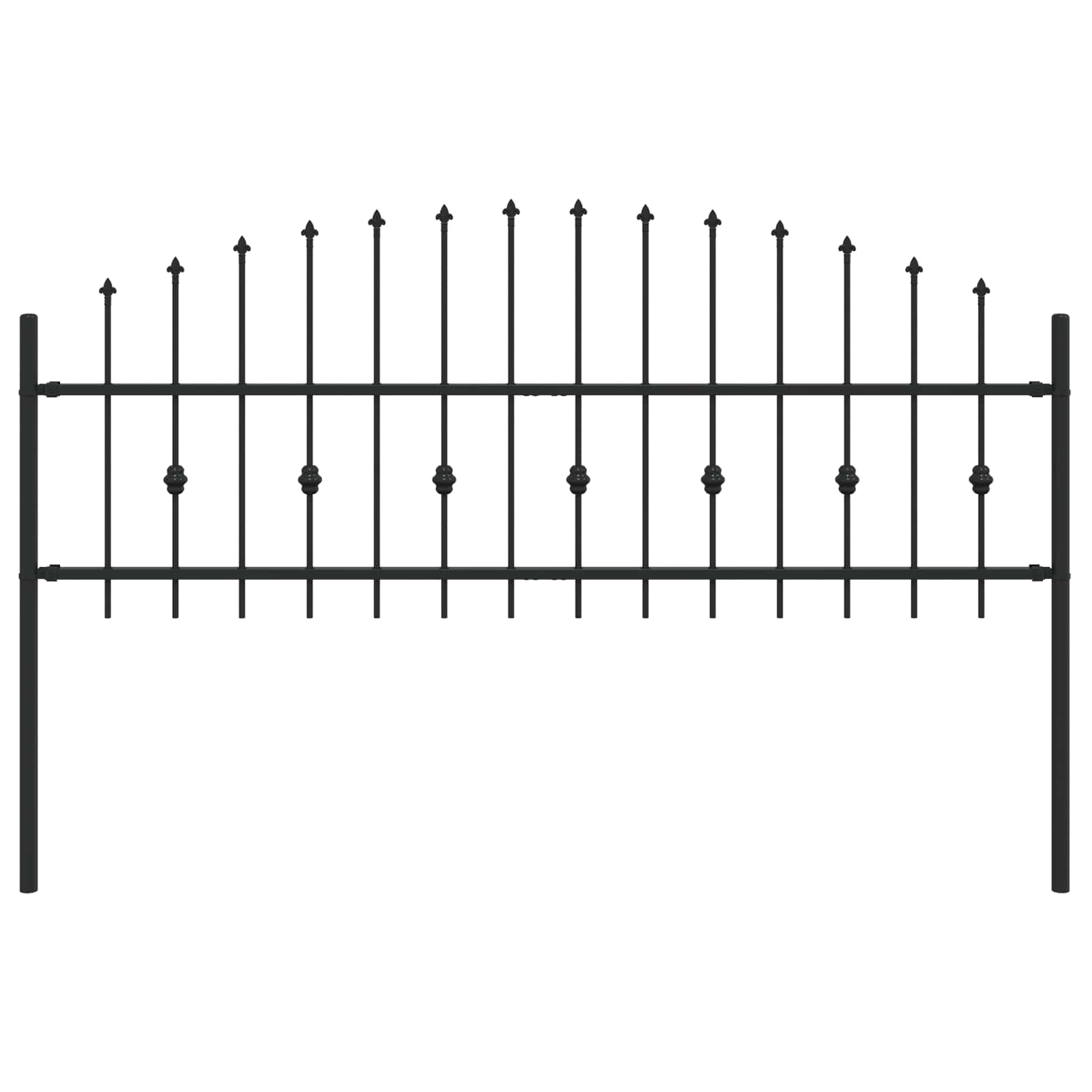 Spießzaun ASTEN 200 x 110 cm Pulverbeschichteter Stahl Schwarz